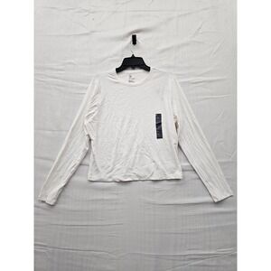 All in Motion Womens XXL Cream Ribbed Tee Long Sleeve Crew Neck Shirt NEW